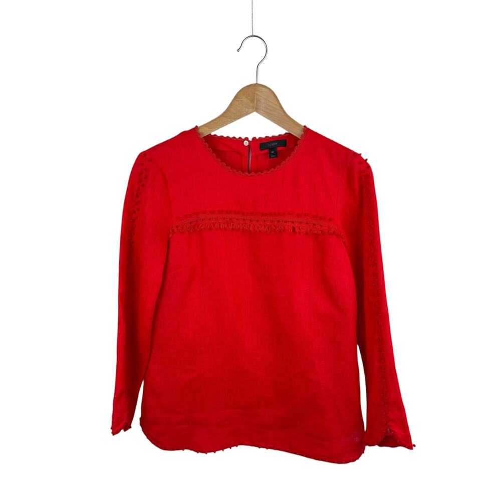 J. Crew Red Linen Top